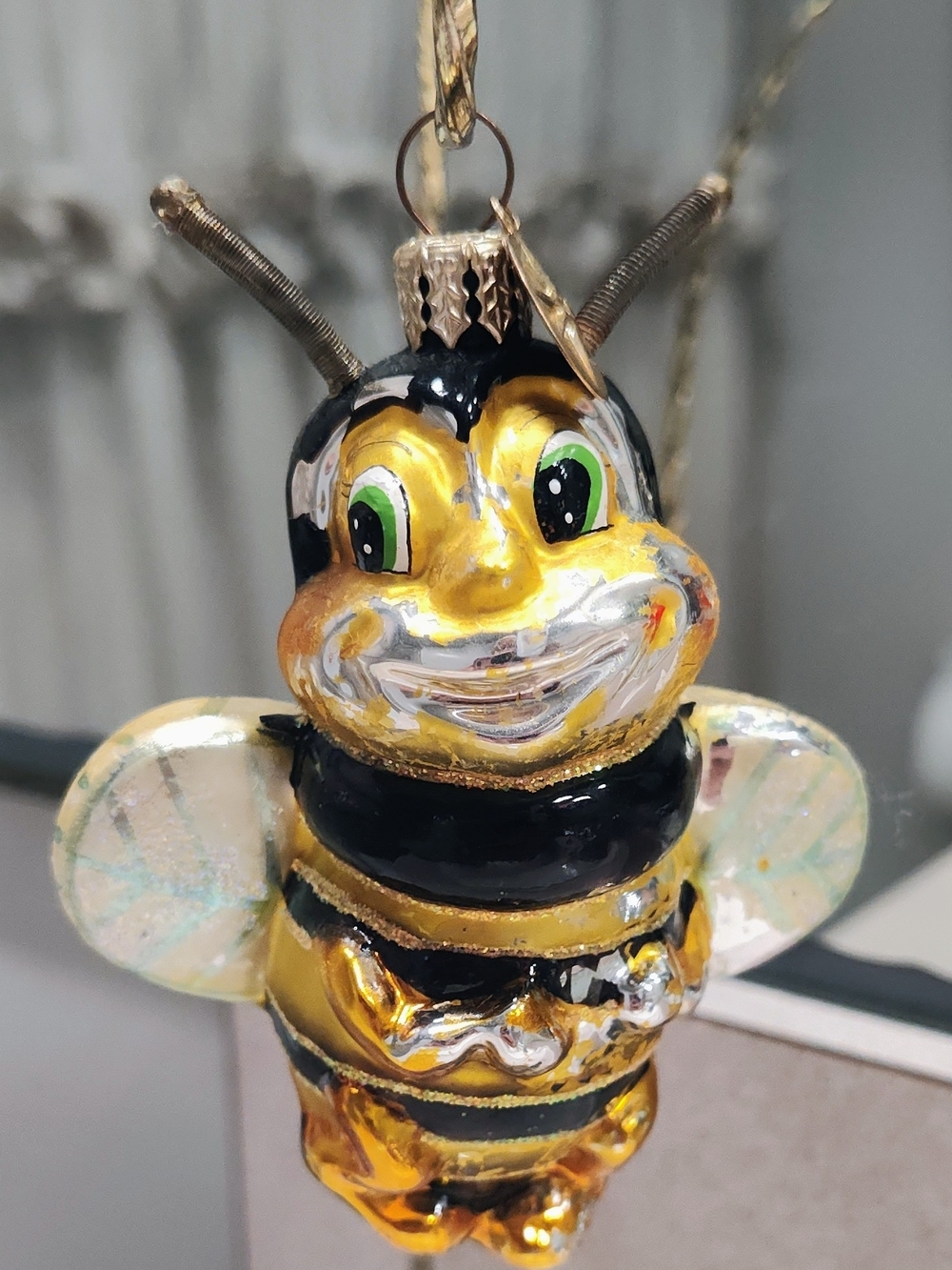 Christopher Radko Vintage Collectable Bumblebee Ornament - Gold and Black